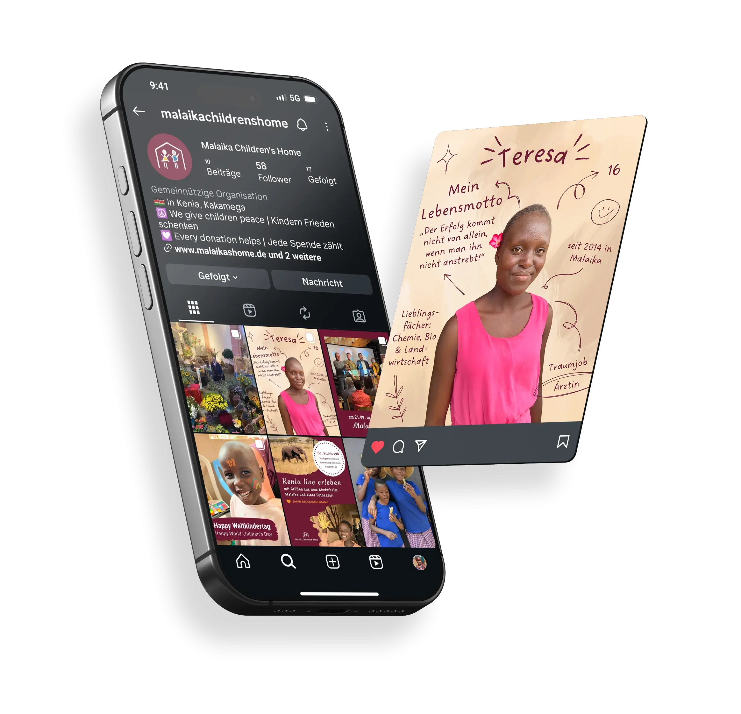 Handy mit Malaika Instagram Posts